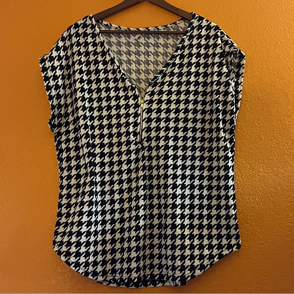 Graphic Houndstooth Blouse by Rene Ricci
